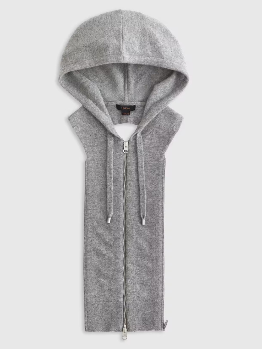 Quince Women XS/S/M Heather Grey 100% Mongolian Cashmere Hoodie Blazer Insert